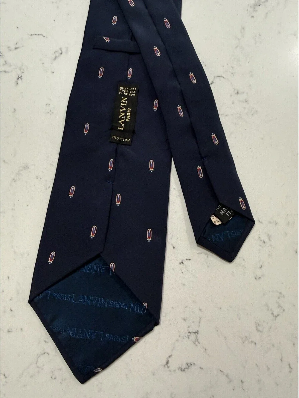 Lanvin Paris Neck Tie Silk Blue Mens